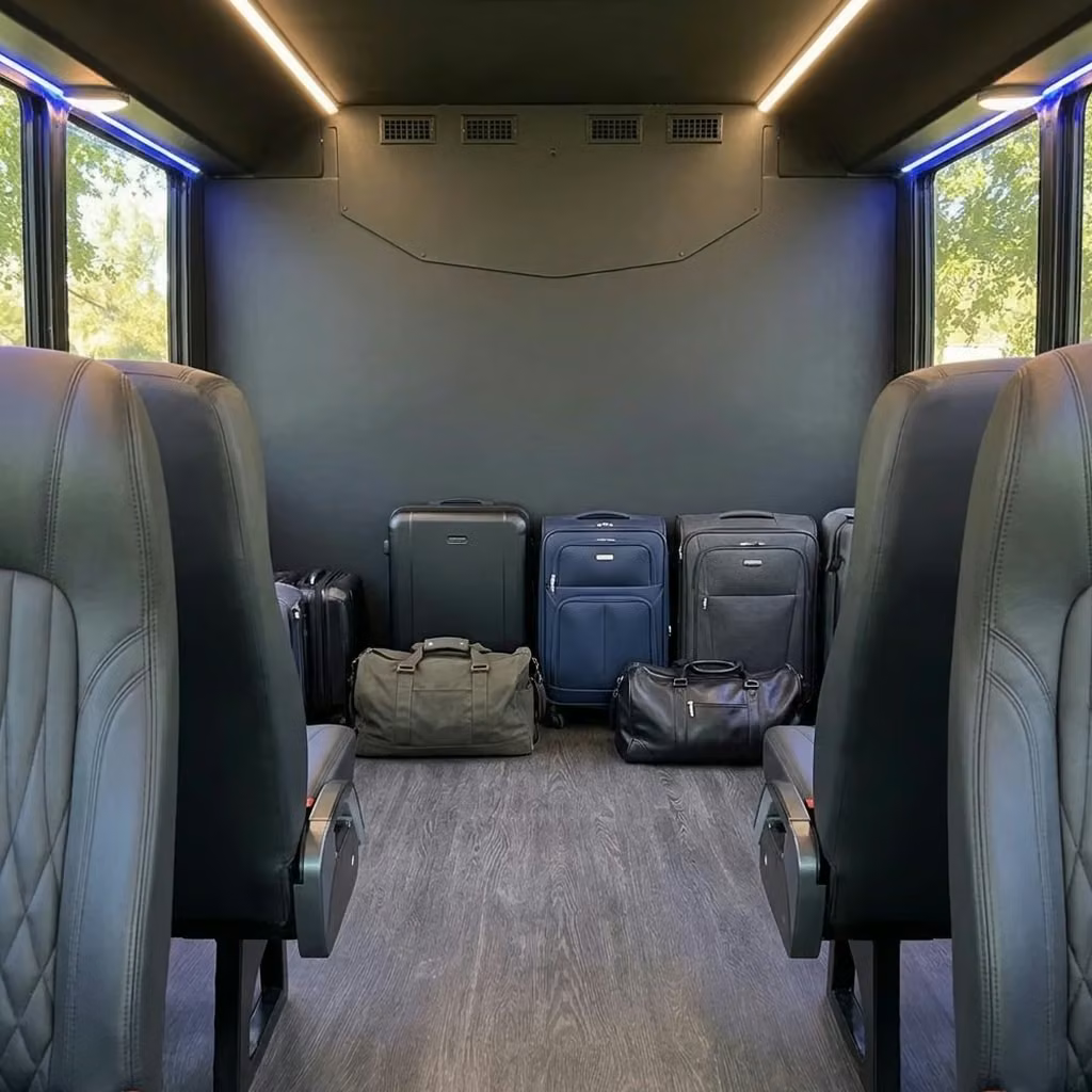peachtree city 20 passenger minibus luggage area