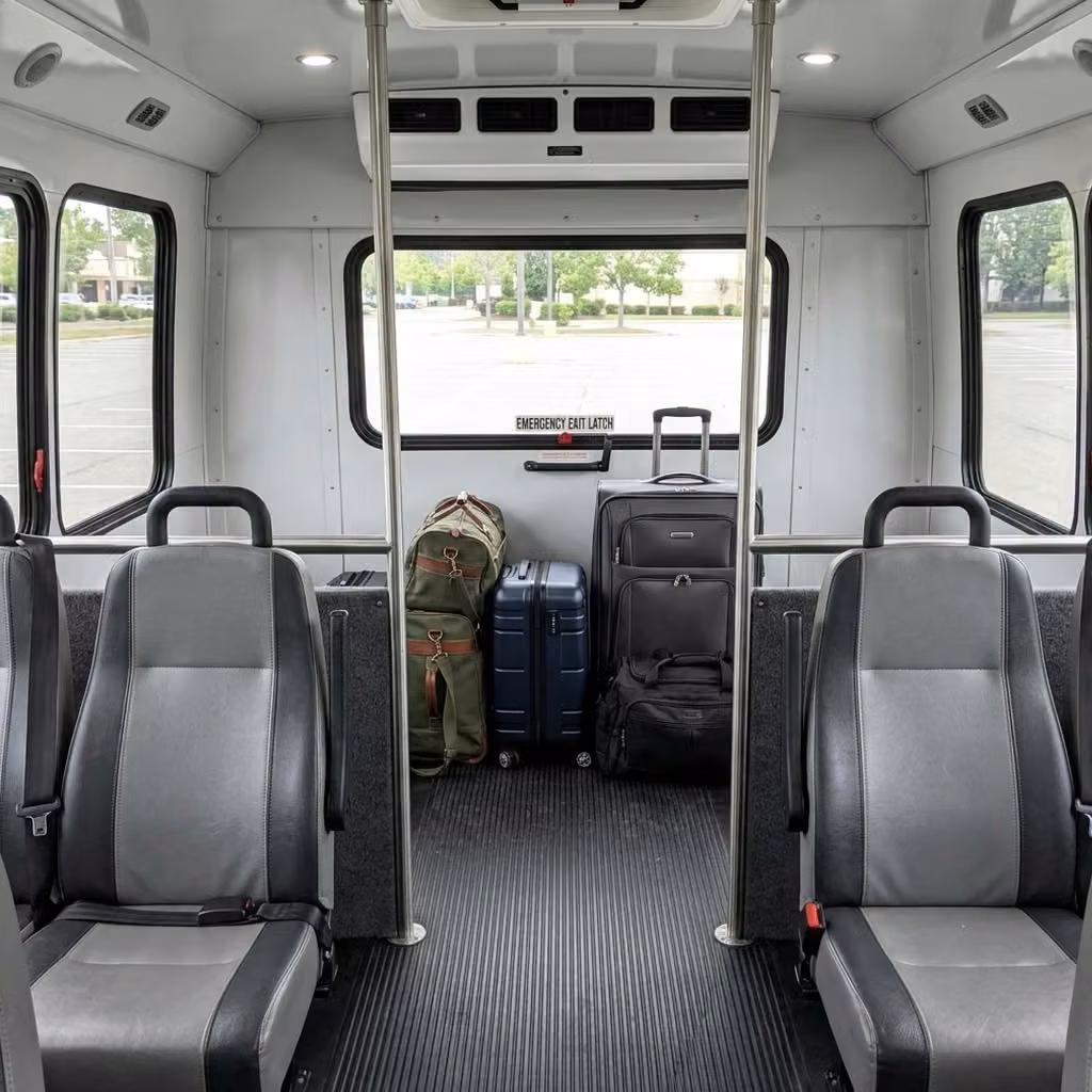 peachtree city 28 passenger minibus luggage area