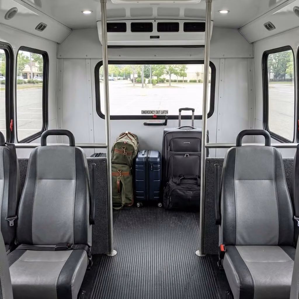 peachtree city 30 passenger minibus luggage area