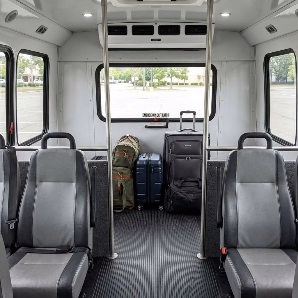 peachtree city 35 passenger minibus luggage area