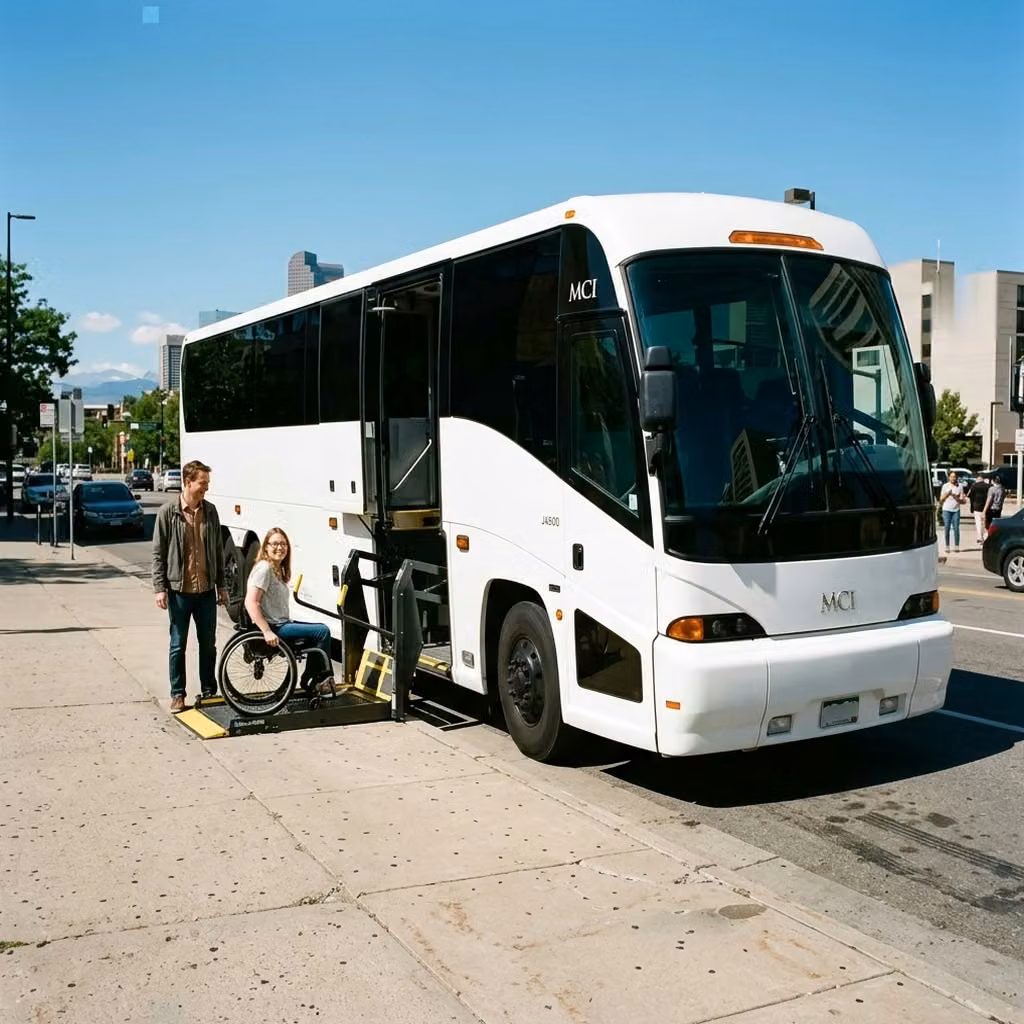 peachtree city 56 passenger charter bus wheelchair lift
