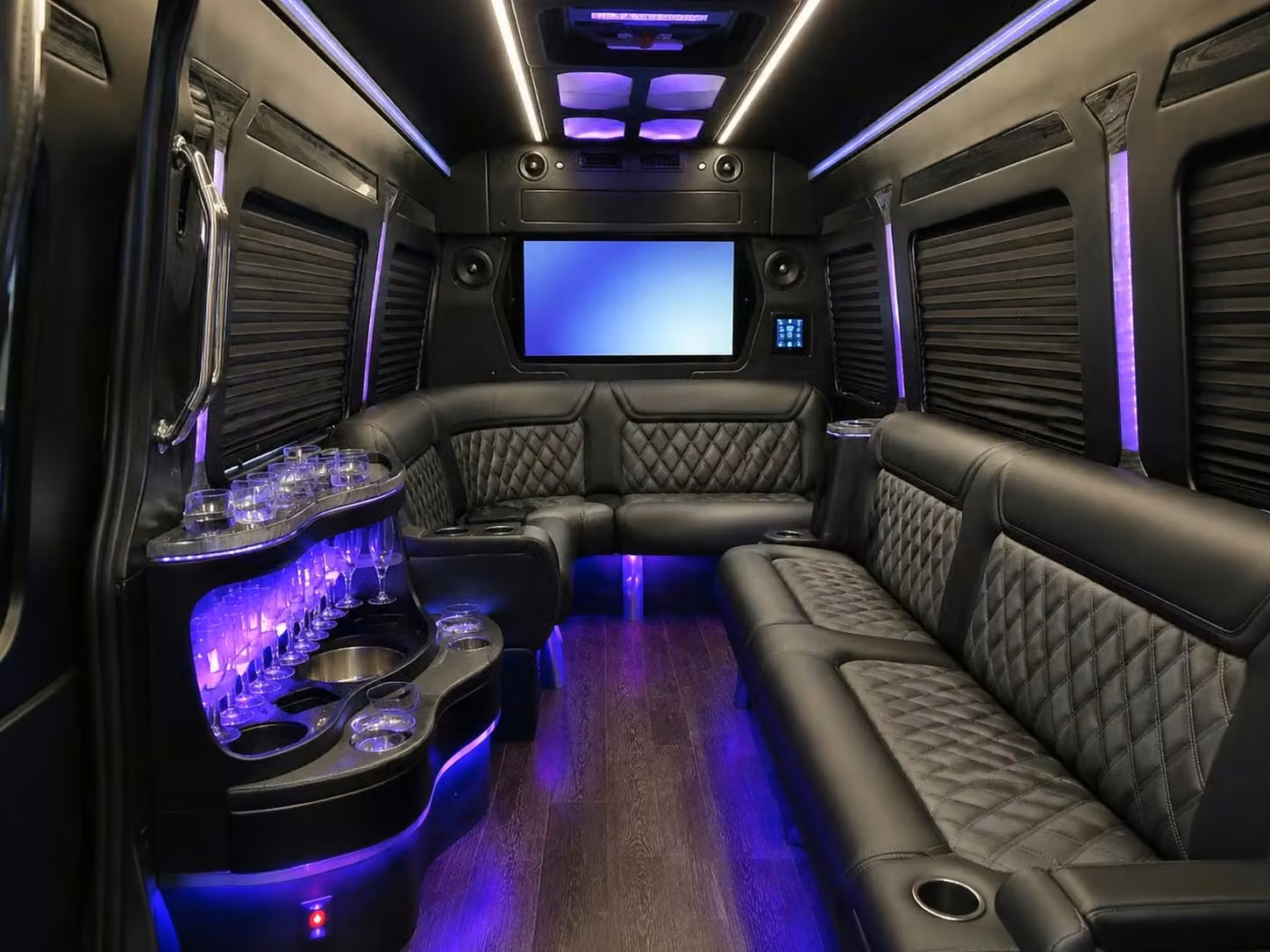 peachtree city prom party buses with led lighting bluetooth sound and leather seating