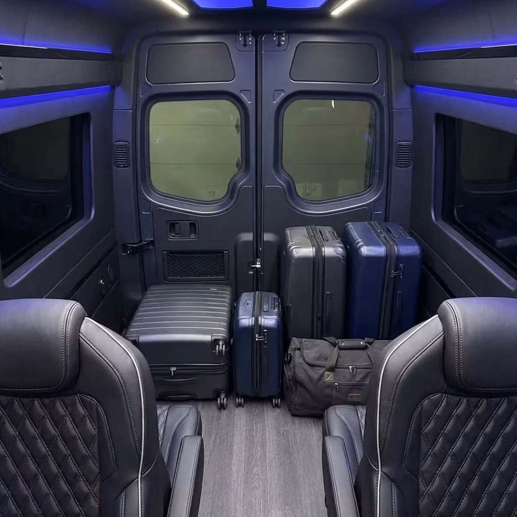 peachtree city sprinter van rental with driver luggage area